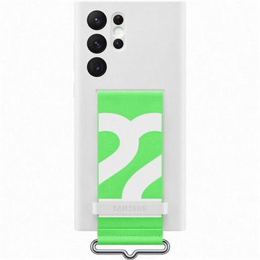 Samsung Silicone Cover with Strap for Galaxy S22 Ultra - White